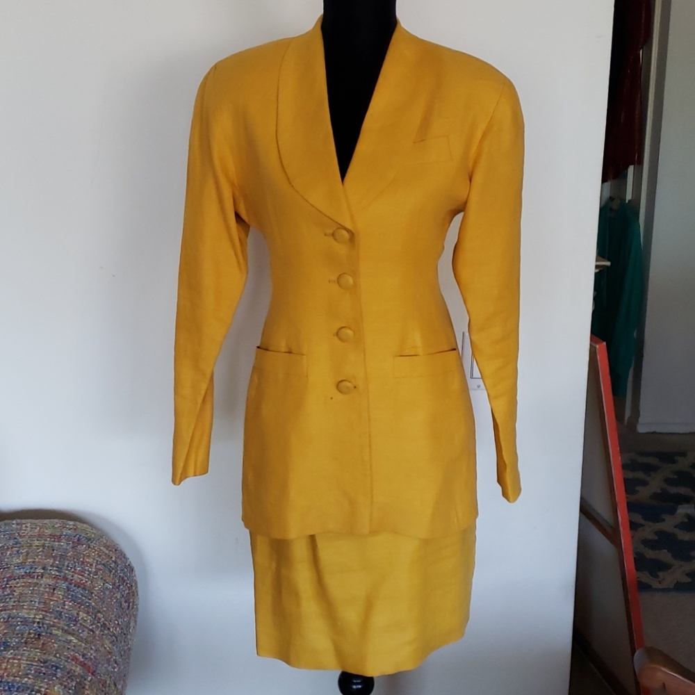 Gold linen suit